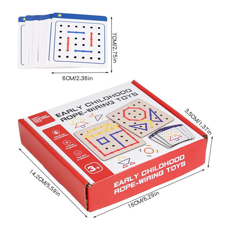 Houten Montessori Leermiddel Geometrie Touw Threading Games Kinderen Vroeg Onderwijs Denken Trainingsbord Educatief Speelgoed