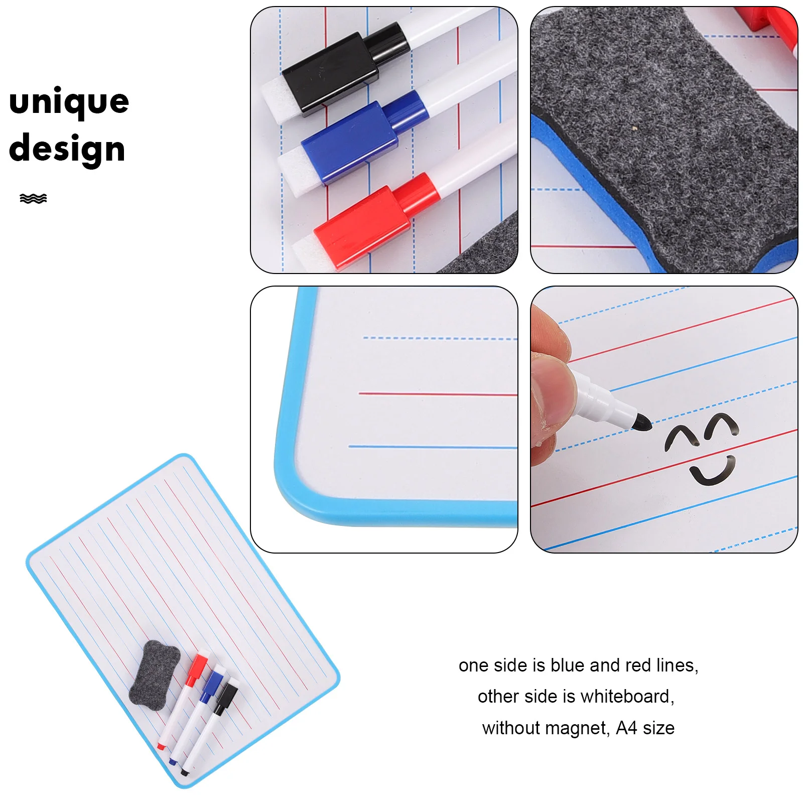 Double Sided Small Whiteboards Erasable for Students Dry Erase with Lines Child