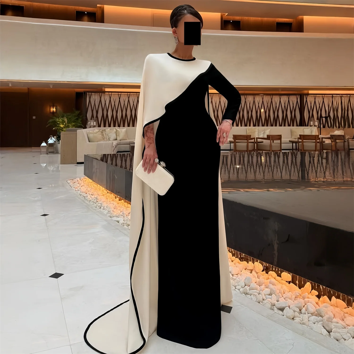 

EDECPBM Evening Dress Women Modest Arabic Dubai Style Black Velour Formal Events Party Customized فساتين سهره New Collection