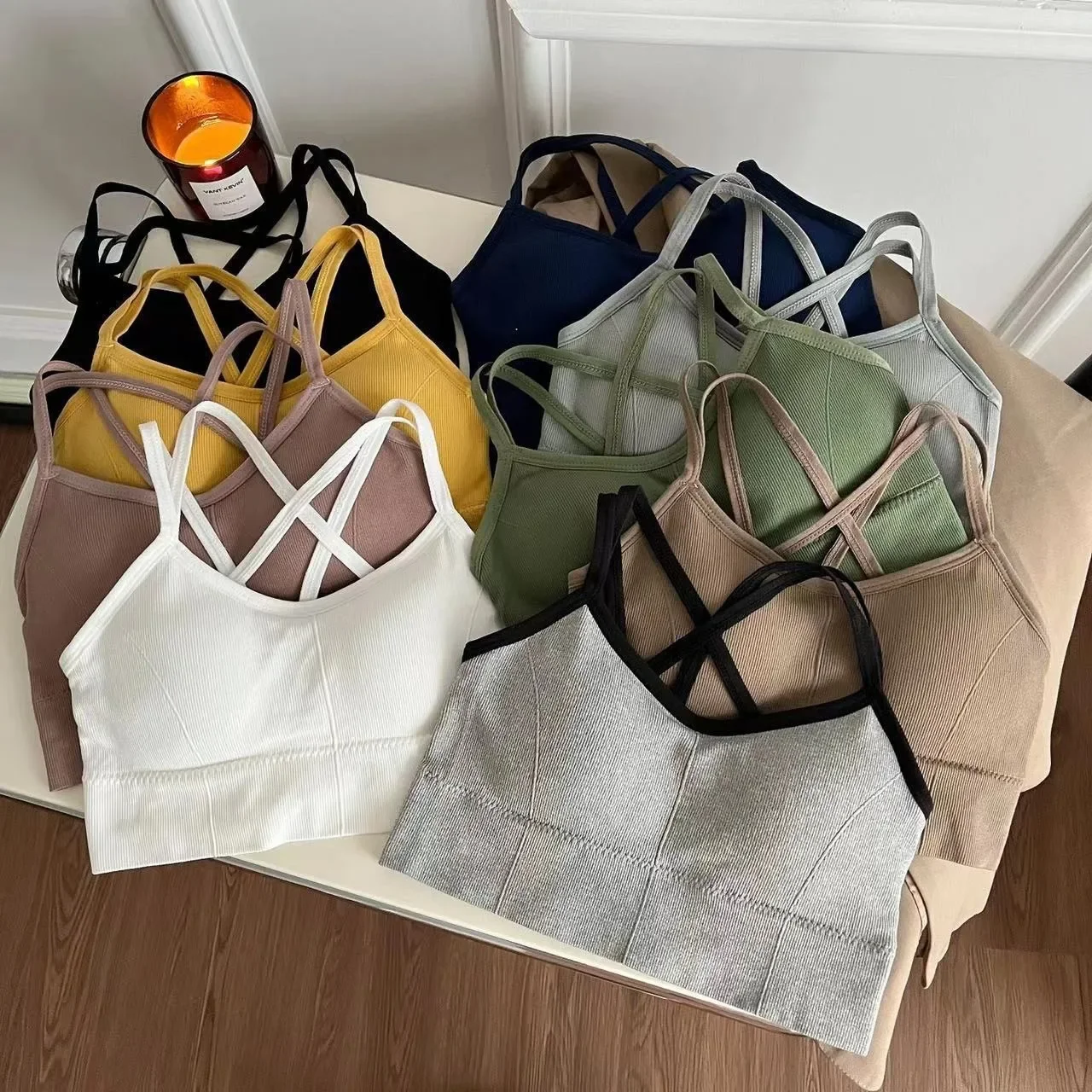 Sexy Women Tops Back Cross Strap Tank Top Push Up Running Sports Bra Breathable Soft Fitness Beauty Solid Color Yoga Bra