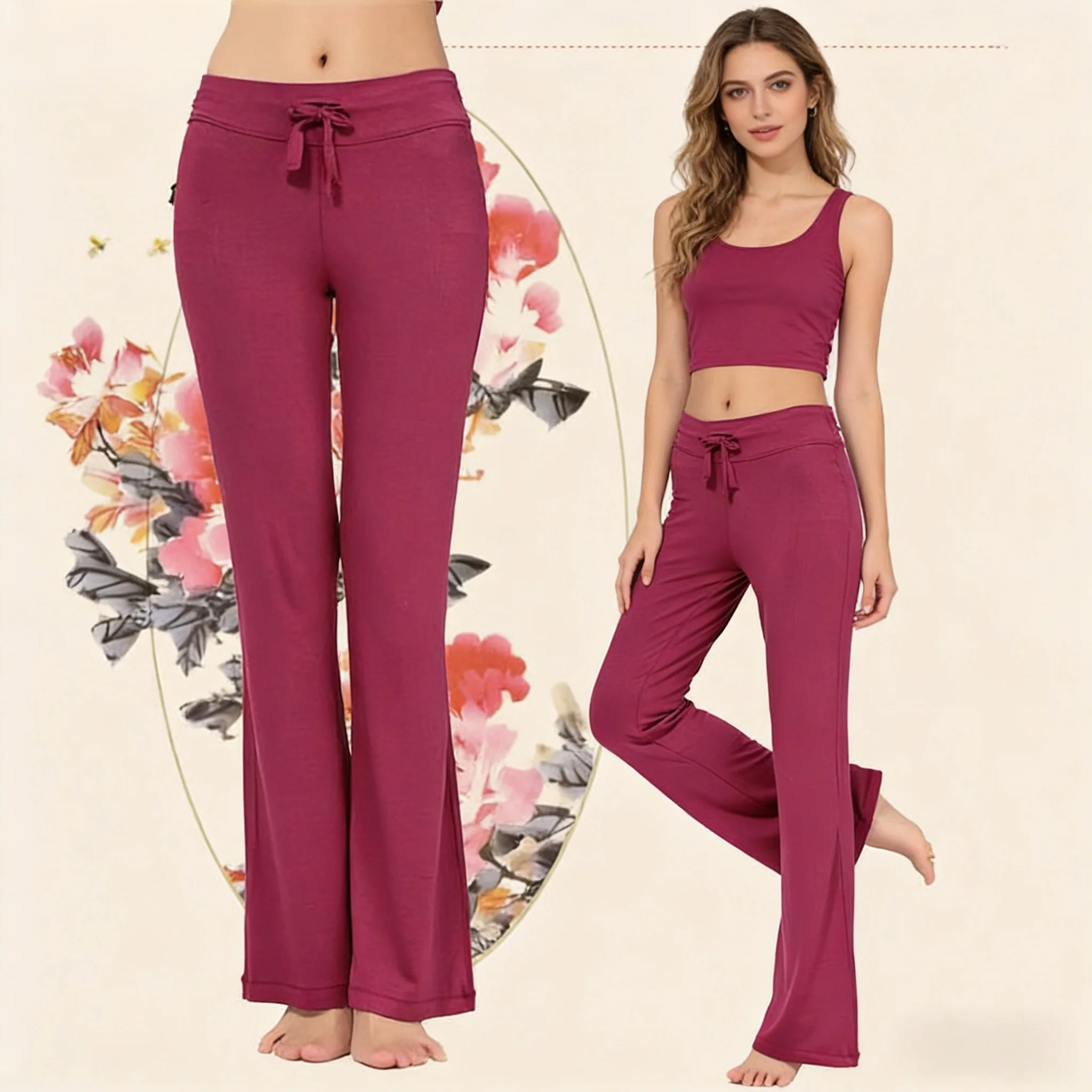 

Fashionable and versatile solid color high waist slimming micro flared casual pants for women in spring and summer, thin cut leg