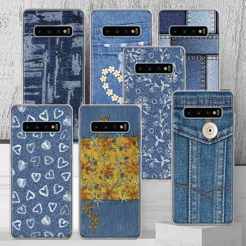 Jeans Cowboy Denim Printed Phone Case Shell For Samsung Galaxy S24 S23 S22 Ultra S21 Plus S20 FE S10 S10E S9 S8 + Cover Capa Fun