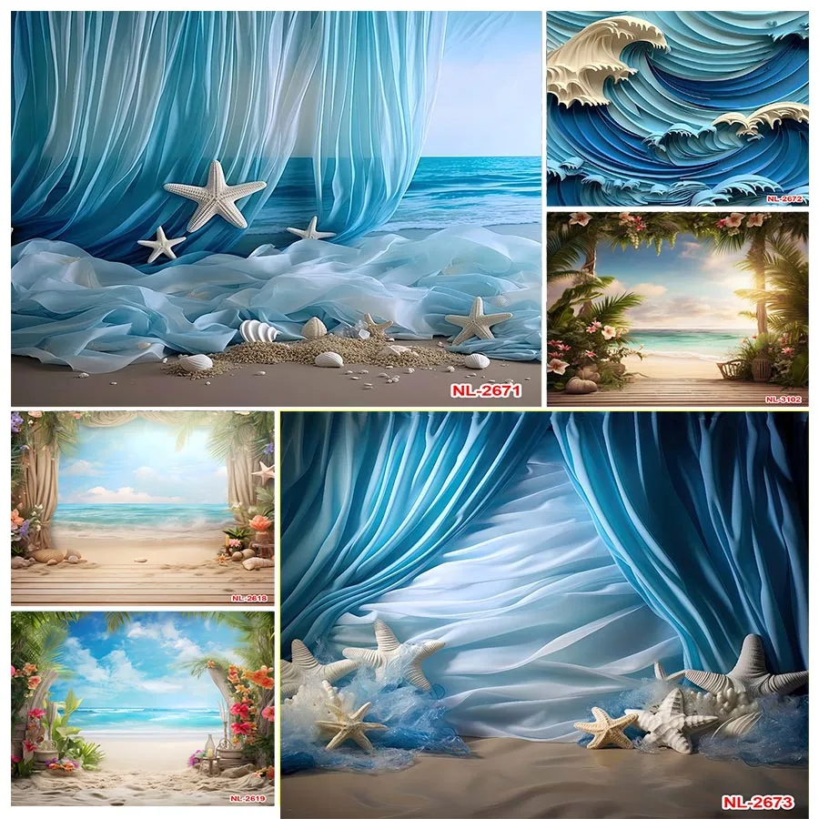 

Summer Beach Backdrop Hawaiian Ocean Tropical Luau Party Decorations Aloha Sea Surfboard Island Background Banner Props