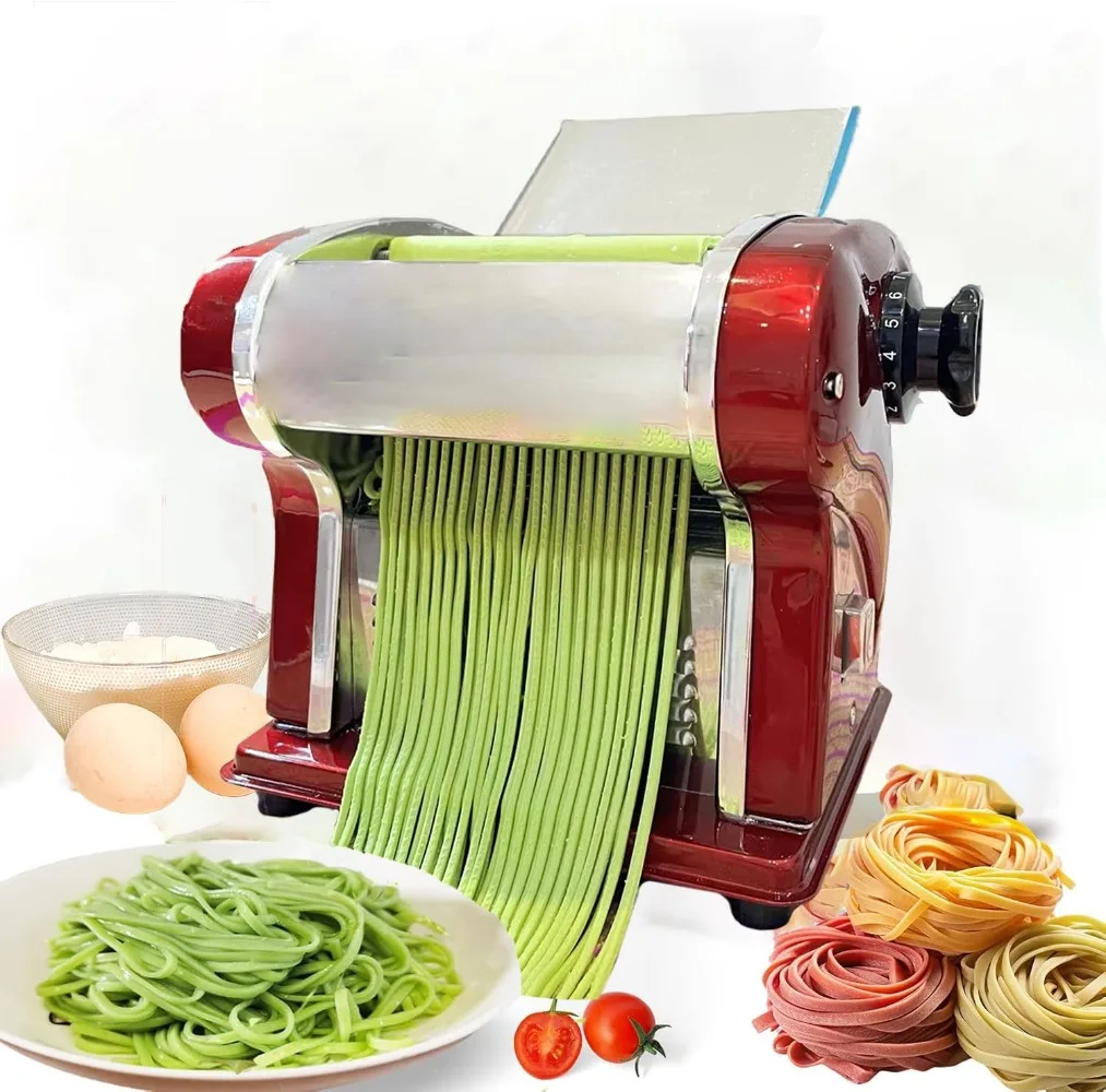 Máquina Eléctrica para Hacer Pasta Fresca - Fabricante de Fideos con Rodillo y Doble Cuchilla de Acero Inoxidable - 1.5mm (Redon