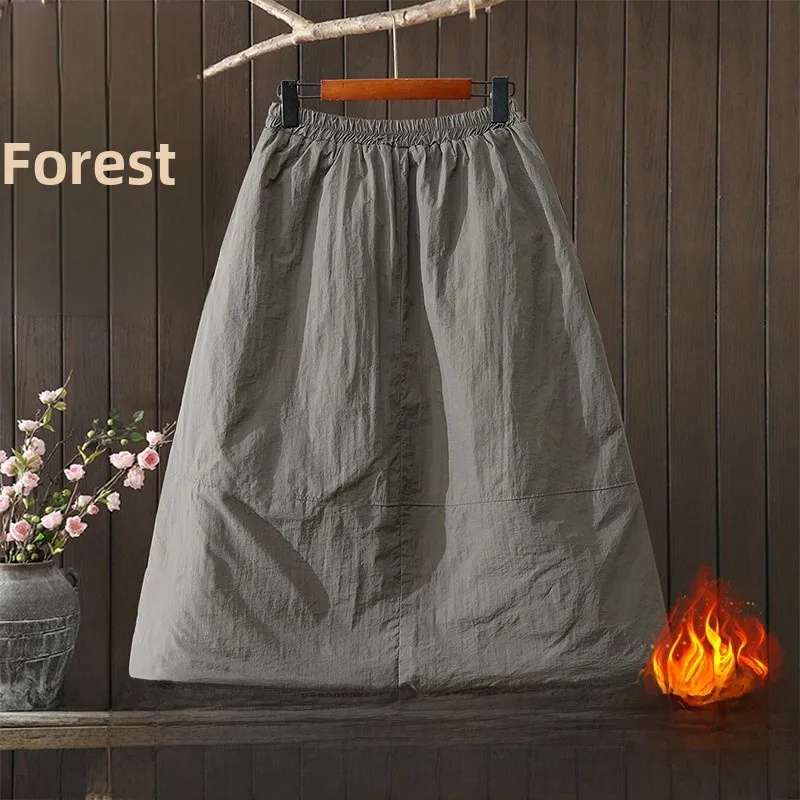 

High Waist Cotton Insert Lantern Skirt Women's Casual Versatile Fluffy Skirt Thiened Polyester Fiber Stand Fit Winter Ne...