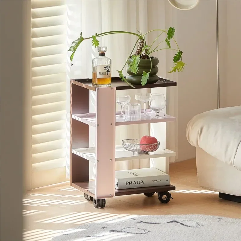 

*q forMobile Trolley Shelf Iron Sofa Side Table Modern Minimalist Bedside Table Small Coffee Table Light Luxury Ins Coffee#