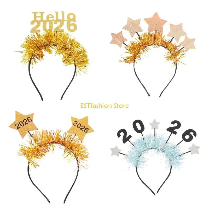 Y5GC – bandeau diadème pour nouvel an, cerceau pour cheveux, accessoires coiffure, fournitures fête vacances, cadeaux