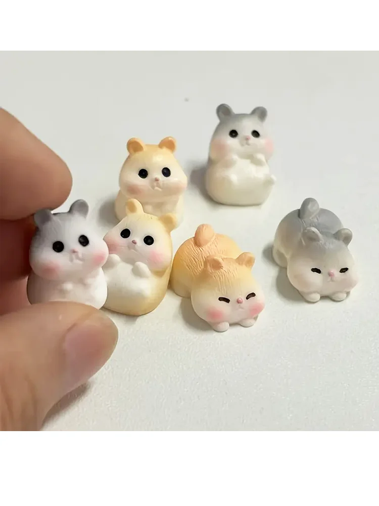 Mini Figurines de Hamster mignonnes, miniatures d'animaux en résine pour l'artisanat de bricolage, Micro aménagement paysager de jardin et décoration de la maison, 5/10 pièces