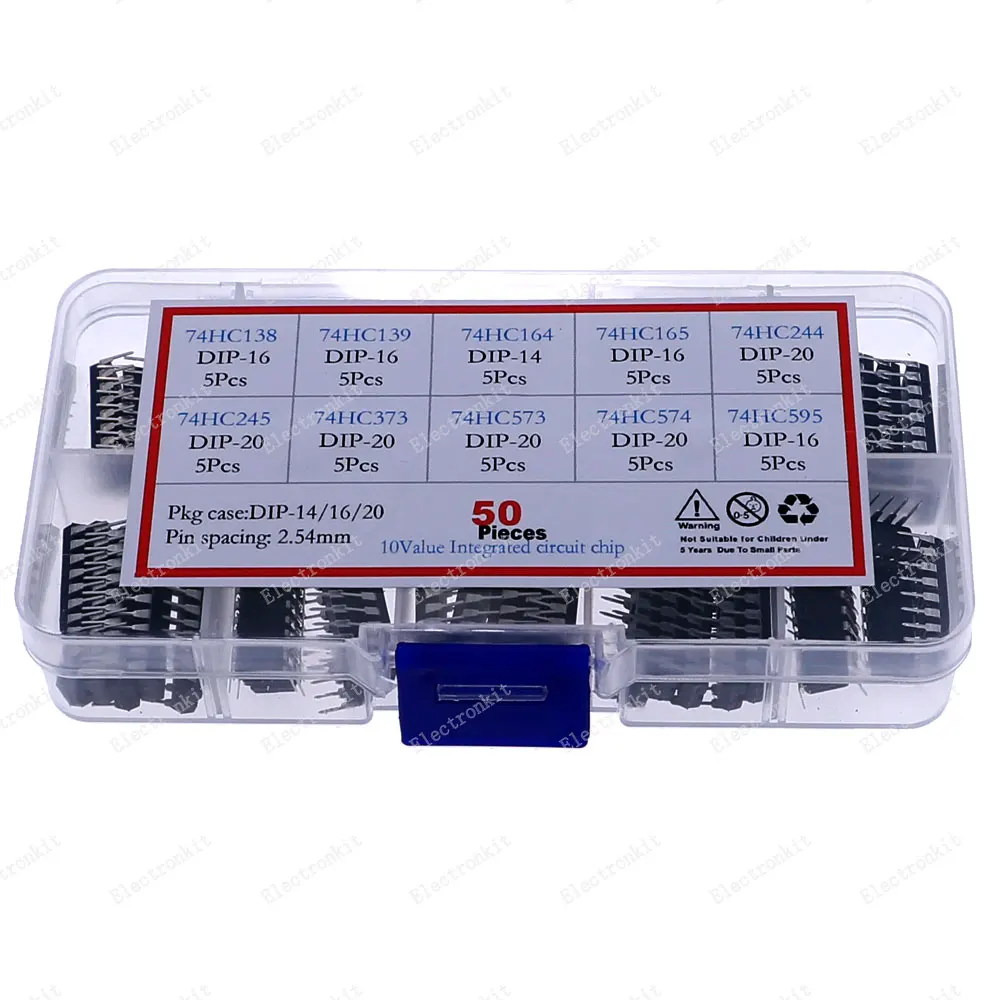 

50Pcs 10Value each 5pcs DIP IC Chip kit Box 74HC138 74HC139 74HC164 74HC165 74HC244 74HC245 74HC373 74HC573 74HC574 74HC595