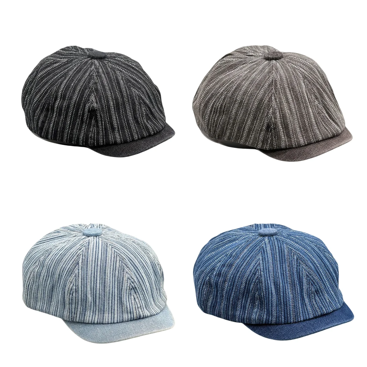 Striped cowboy front hat Fall Winter trend Spring and Autumn Beret hat couples Newsboy painter hat short brim men and women