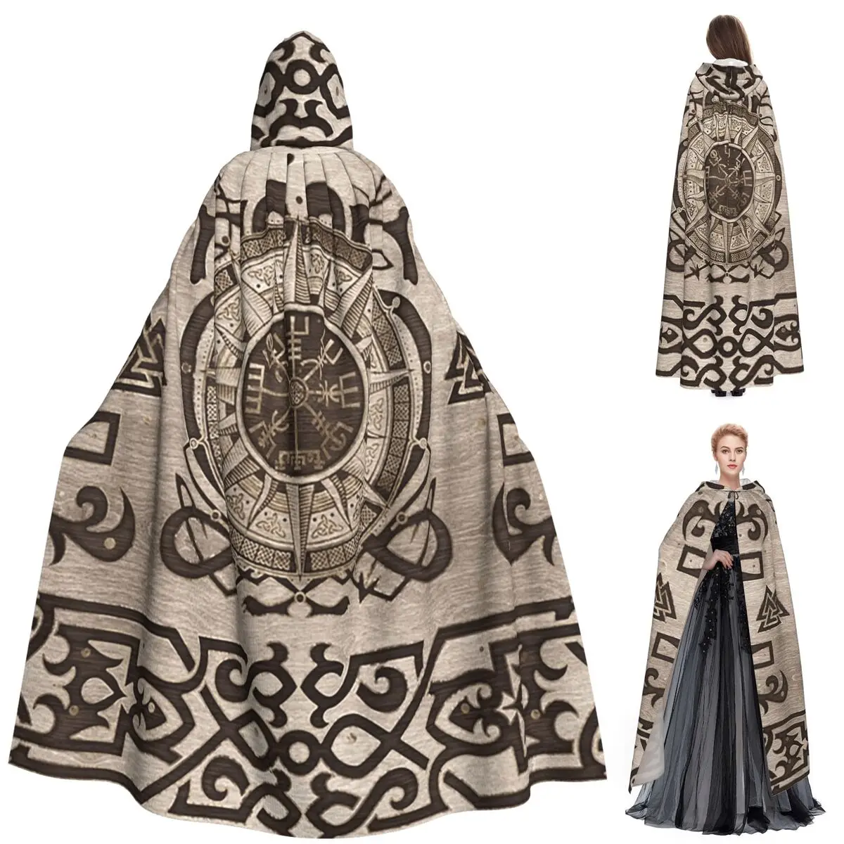 Balaclavas Long Hooded Cloak Witch Medieval Costume Cosplay HalloweenVampire