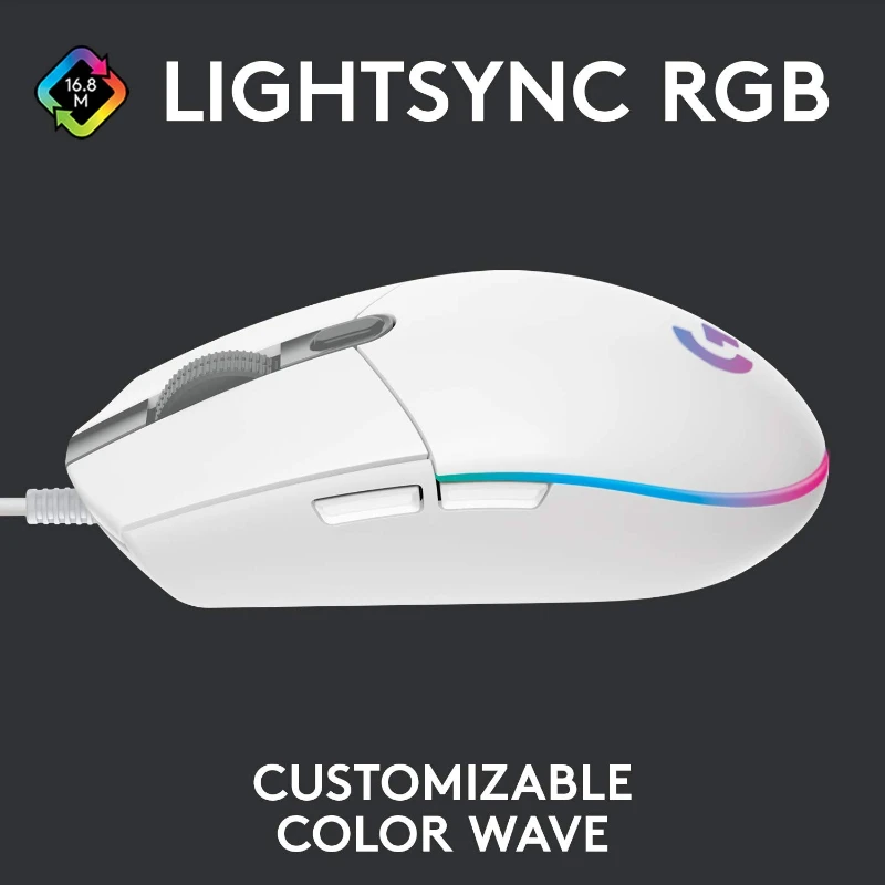 Mouse Gaming Berkabel Logitech G102/G203 |   Sensor Pahlawan 8000DPI |   Tembakan Film Ultra-Tepat & Kontrol Mundur untuk CS:GO/PUBG