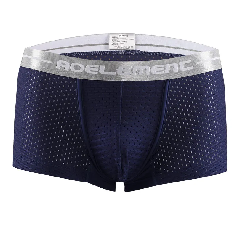 Herren Sommer Atmungsaktive Mesh-Boxershorts, Eisseide Dünne Sexy U-Konvexe Schnelltrocknende Unterhosen