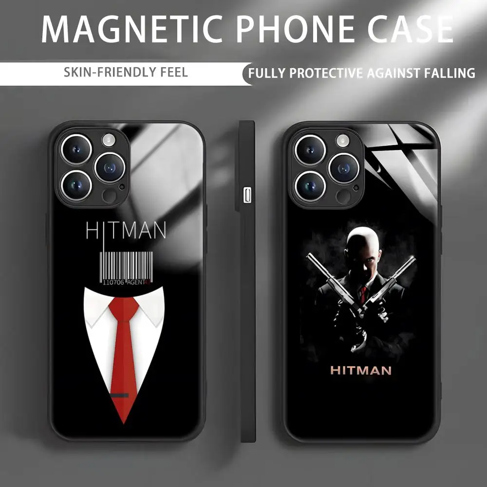 Game Hitman 47 Phone Case For iPhone 16 15 14 13 12 11 X XR XS 8 Plus Mini Pro Max Glass Magnetic Phone Case