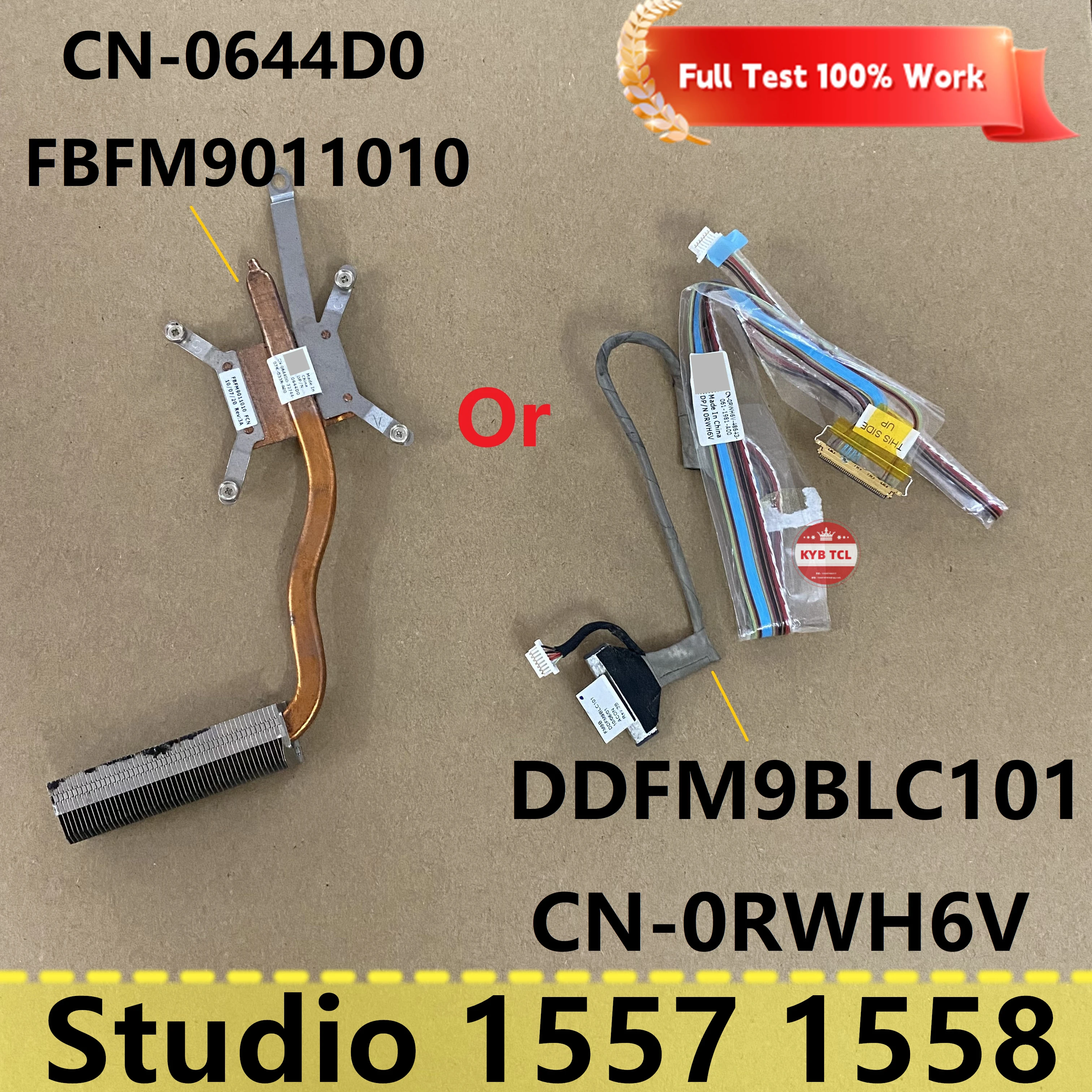 0RWH6V 0644D0 DDFM9BLC101 FBFM9011010 644D0 Para Dell Studio 1555 1557 1558 PP39L Dissipador de calor ou cabo de tela de vídeo LCD LED