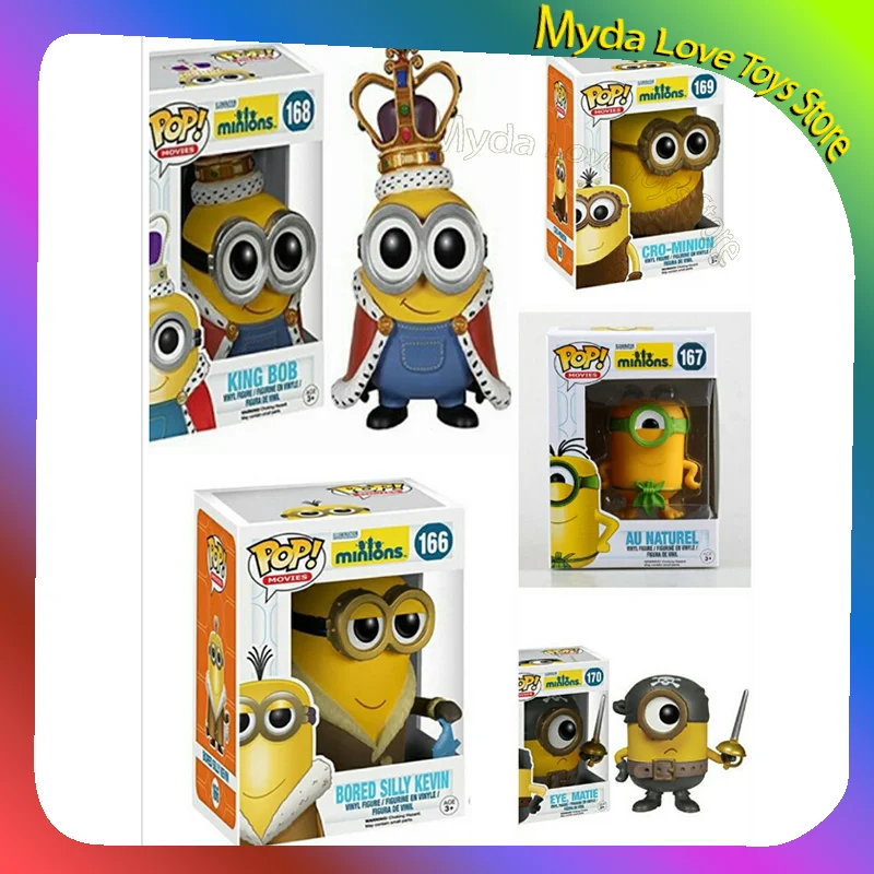 Funko Pop Despicable Me Minions 3 Kings Pirates Kevin Minions Figurines Desktop Decoration Figure Pop Figure Birthday Gifts Toys