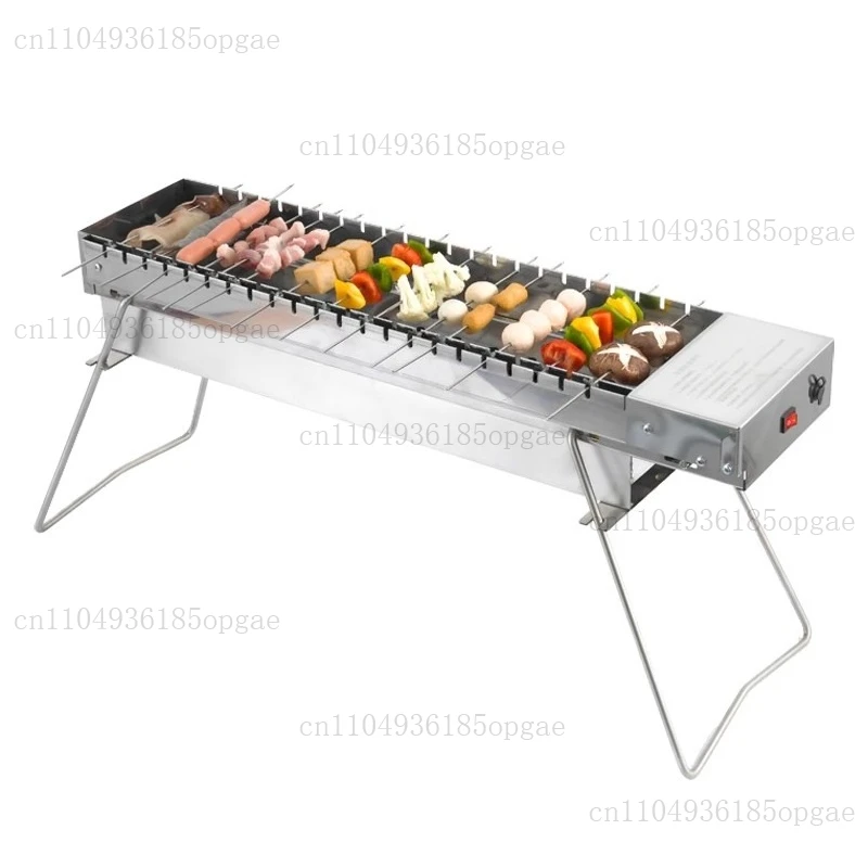 Parrilla de torneado automático, horno de parrilla de brochetas de cordero eléctrico portátil para el hogar al aire libre