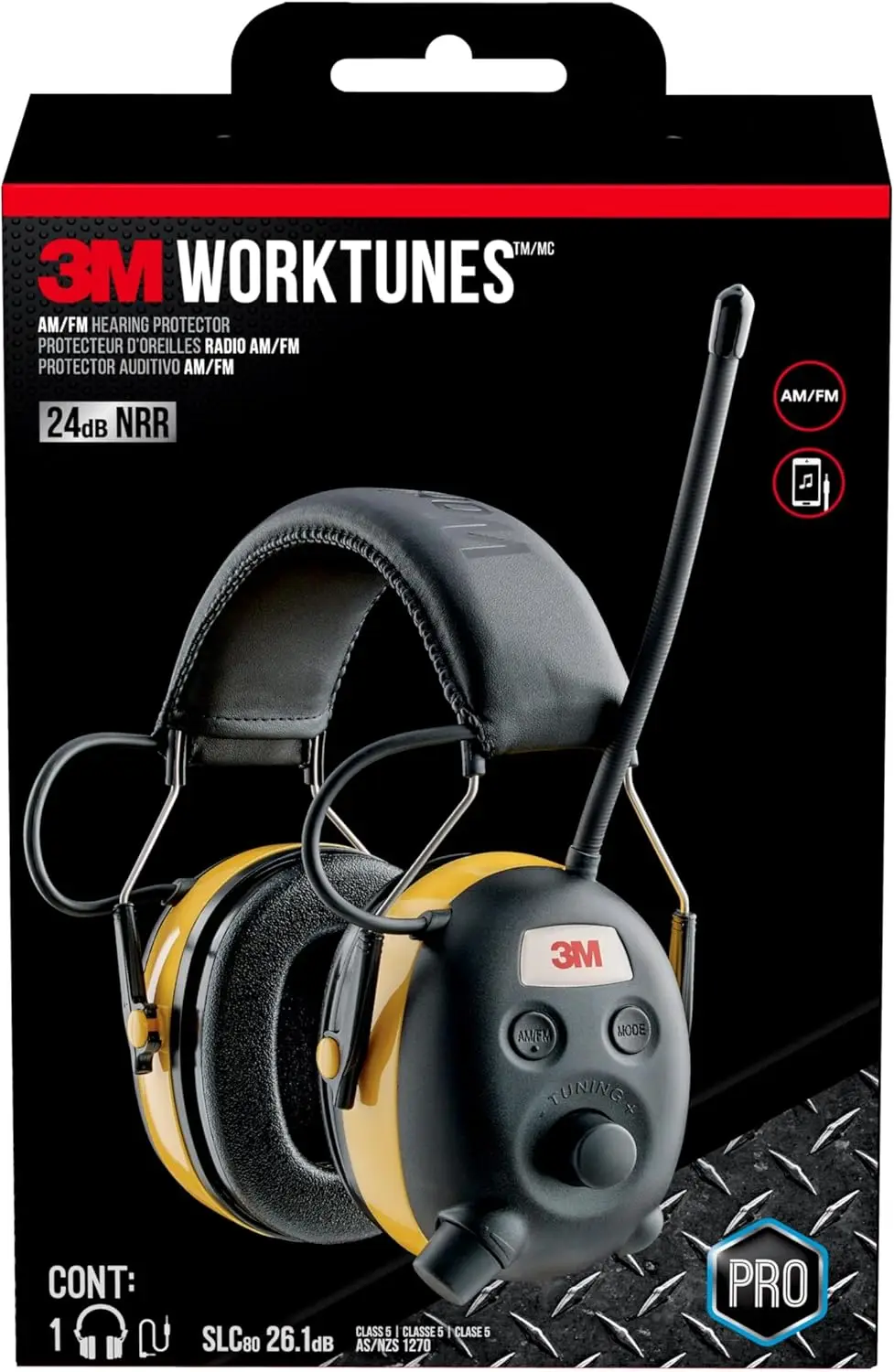 3M WorkTunes Connect + AM/FM Hearing Protector, Noise Reduction Rating (NRR) 24 dB, Wireless Bluetooth & Radio Ear Muffs