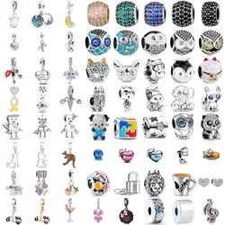 New Fine Original 925 Silver Plated Spring Series Dragonflies, Flower Pendant Charms Graduation Bead Fit Bracelet Women