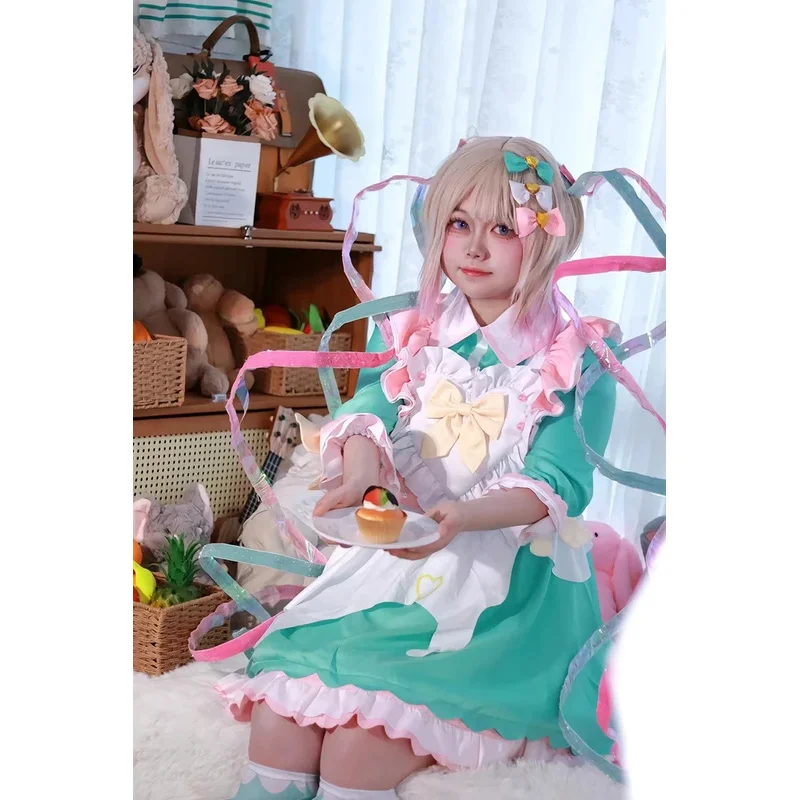 HN8 لعبة المحتاجة فتاة جرعة زائدة كانجيل تأثيري آمي تشان زي شعر مستعار مجموعة لوليتا خادمة فستان حفلة كرنفال أنيمي كوس تنورة JK Uni8...Gf #5