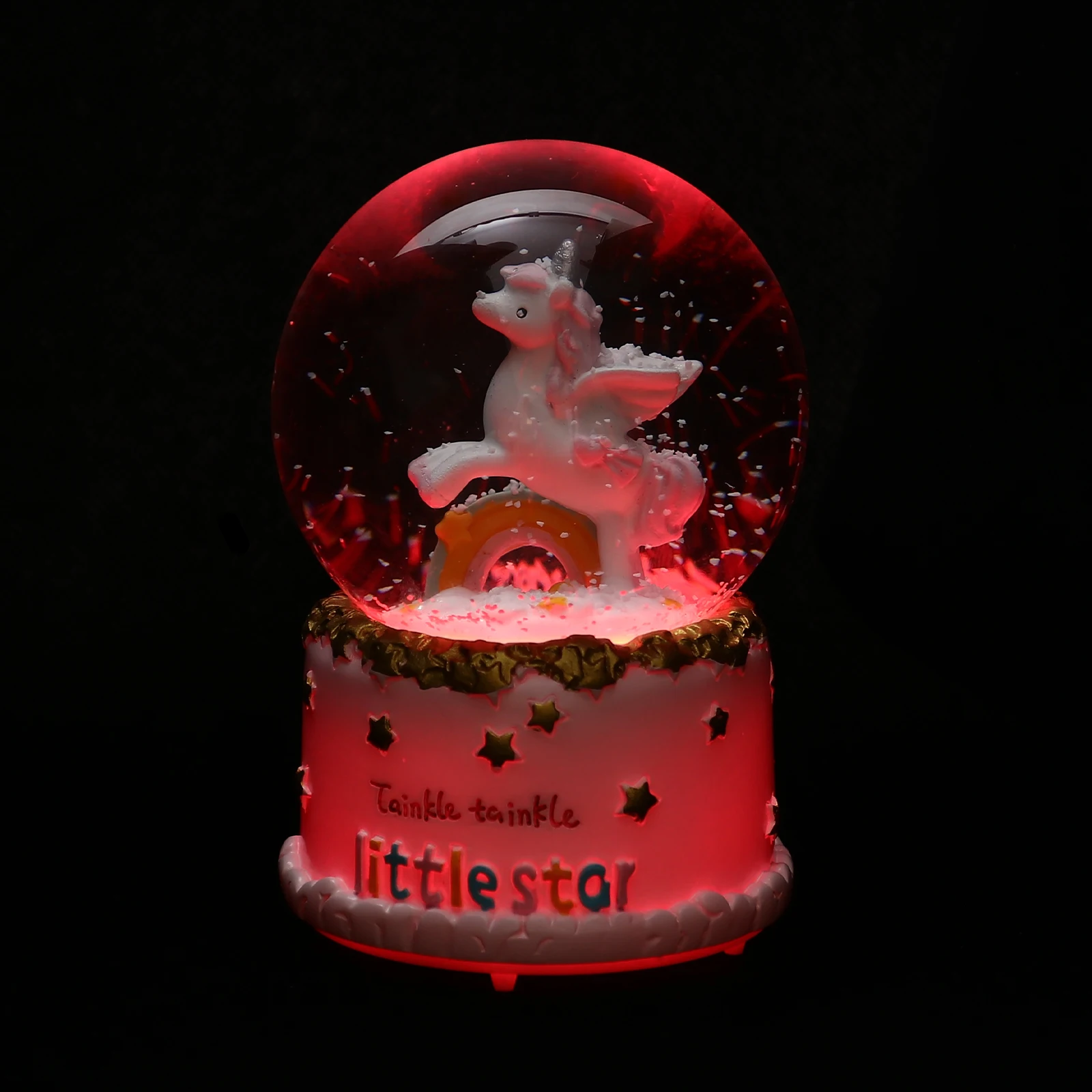 

Music Crystal Ball Decor Night Light Resin Glass Desk Ornament Home Office Bedroom Study Room Gift Music Box