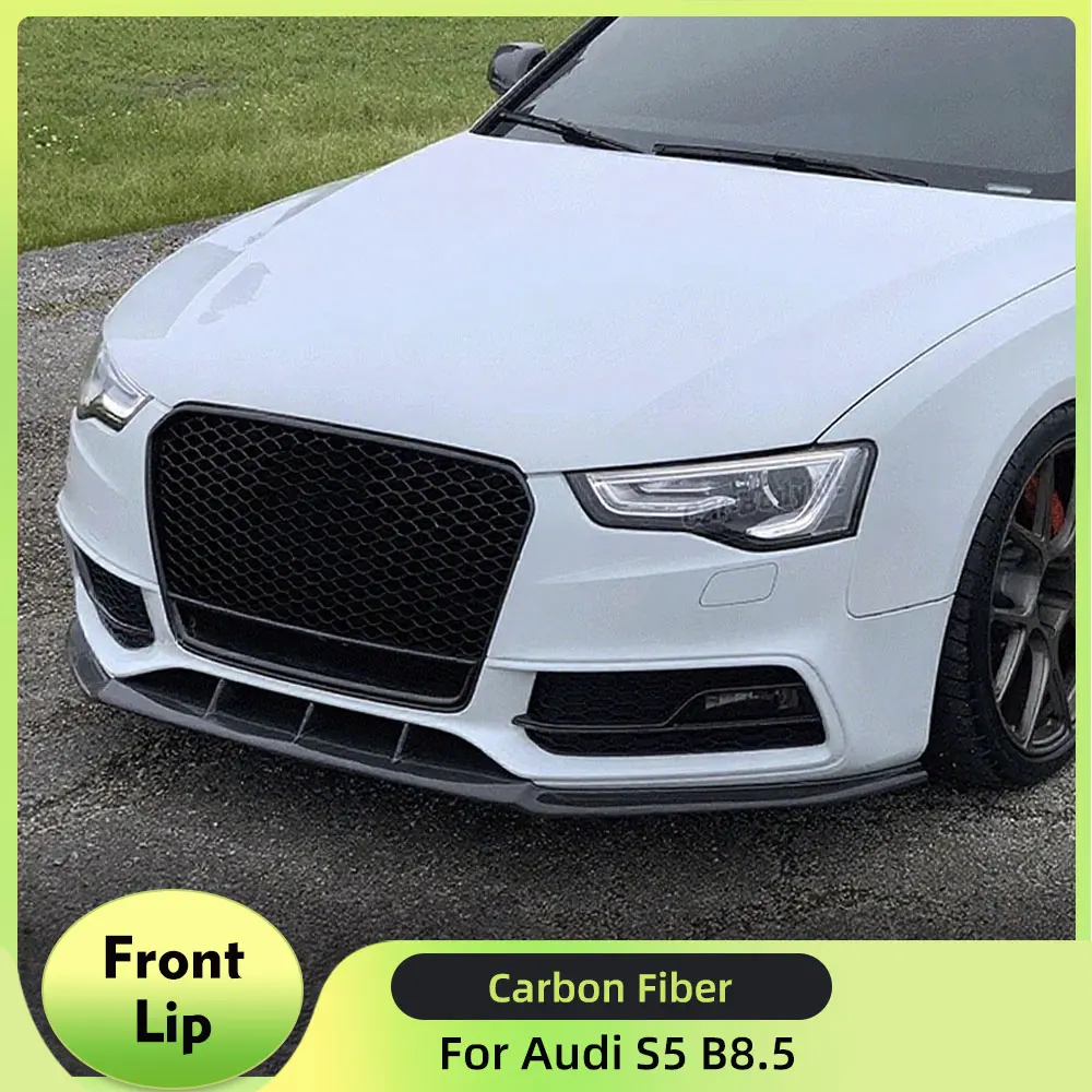 

Car Front Bumper Lip Spoiler Apron Splitters for Audi S5 B8.5 2012-2016 Carbon Fiber /FRP Black Front Chin Lip 3PCS