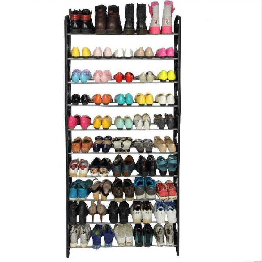 

50 Pair 10 Tier Shoe Tower Rack Organizer Space Saving Shoe Rack Stainless Steel