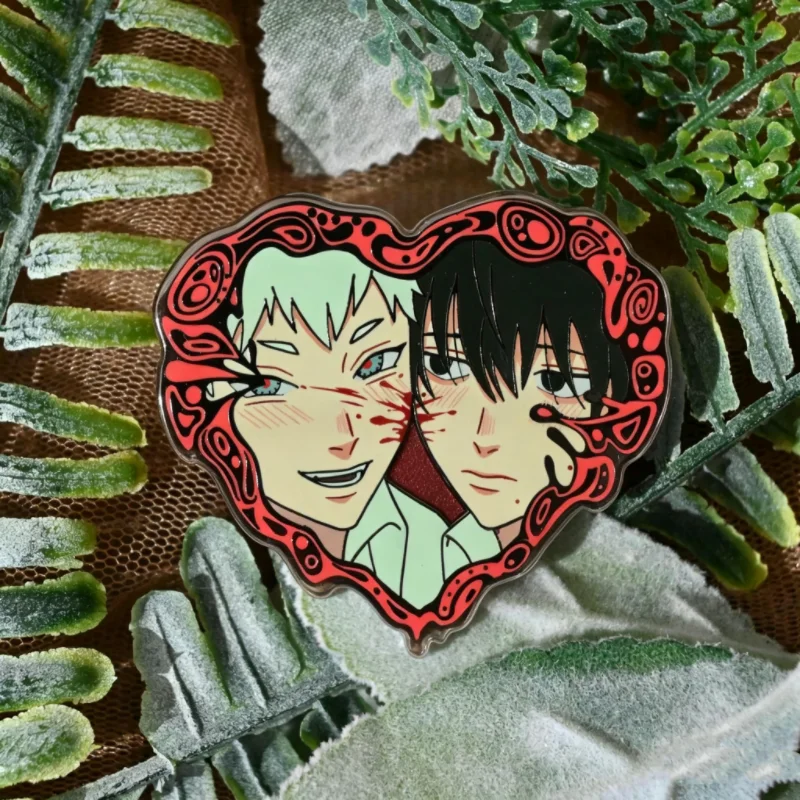TSHD Inspired Heart Frame Acrylic Pin Horror Manga Style Hikaru & Yoshiki Fan Art Anime Pairs Matching Gift Cosplay Costume Fans
