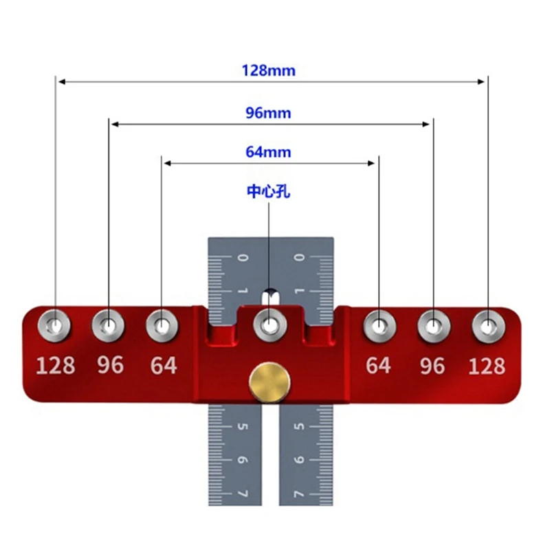2025 Nuova guida per trapano Localizzatore di punzoni Modello Righello Localizzatore di foratura per lavorazione del legno regolabile per maniglia dell'armadio e strumento di punzonatura per punzonatura