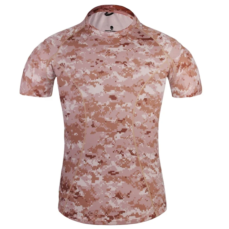 Emersongear Tactical Skin Tight Base Layer Running Shirts Camouflage Shorts Sleeve Outdoor Sports Sweat-Wicking T-Shirt AOR1