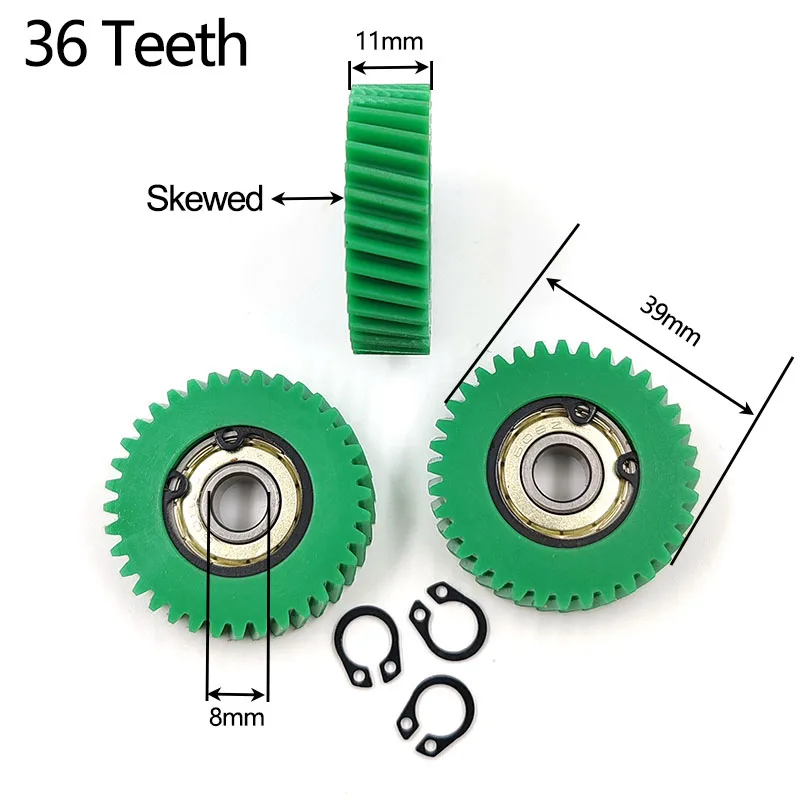 36T Green Skew Gear for Xbird Electric Bicycle OD39mm 36 Tooth Nylon Plastic Bevel Pinion Mini Folding E-bike DIY Repair Parts