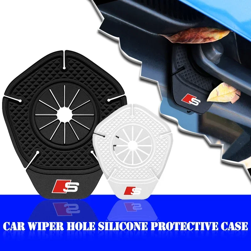 

2PCS Car Wiper Arm Protective Car Windshield Wiper Hole Silicone Protector Cover for Audi Sline 8L A6 C7 A4 B8 B6 B7 B9 A3 8P 8V