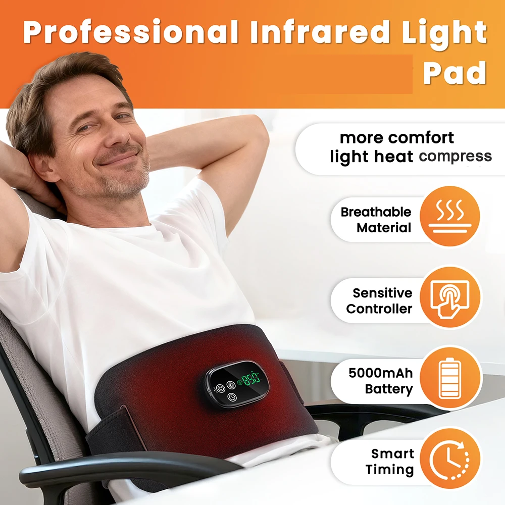 Multifunctional Cordless Massage Pad 660nm & 850nm Light Portable LED Light Wrap Pad for Knee Back Shoulder Waist Joint Relax