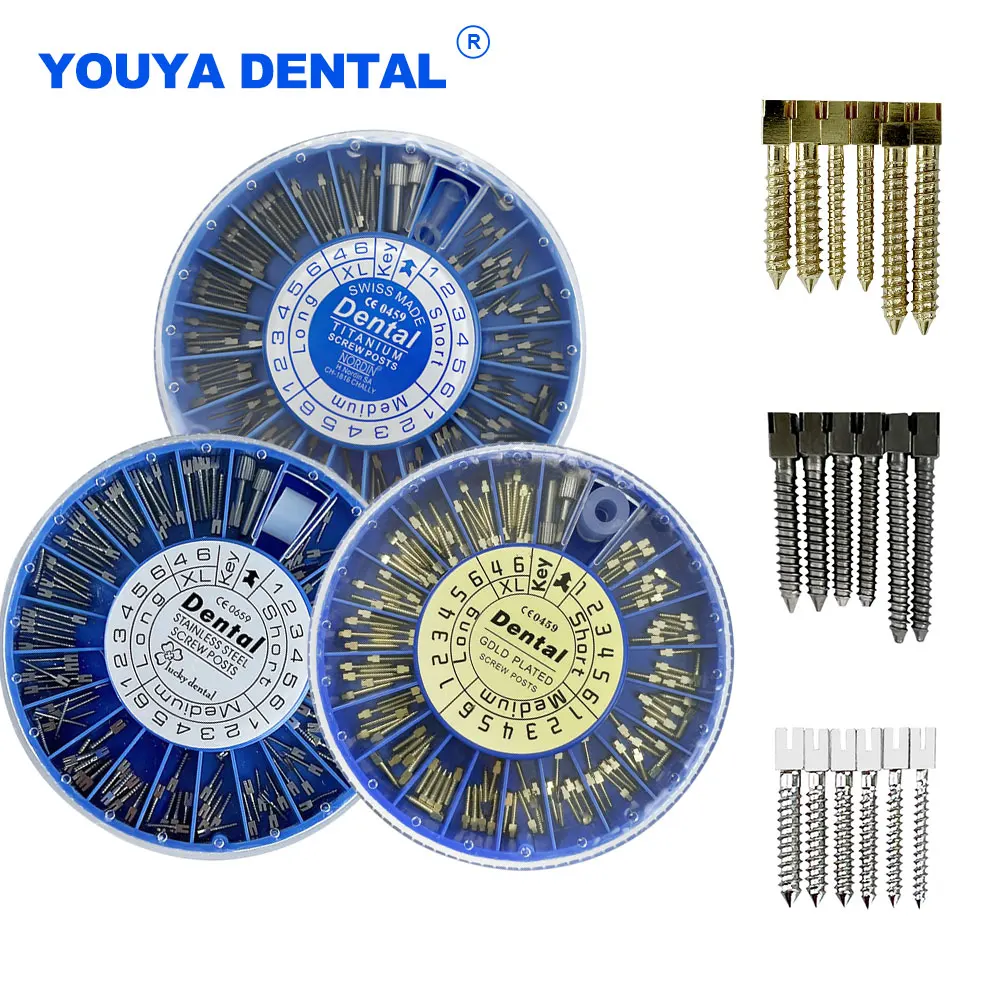 Dental Screw Post Golden Plated Stainless Steel Titanium Kit Dentistry Conical Implant Key for Dentist Iinstrument Materials