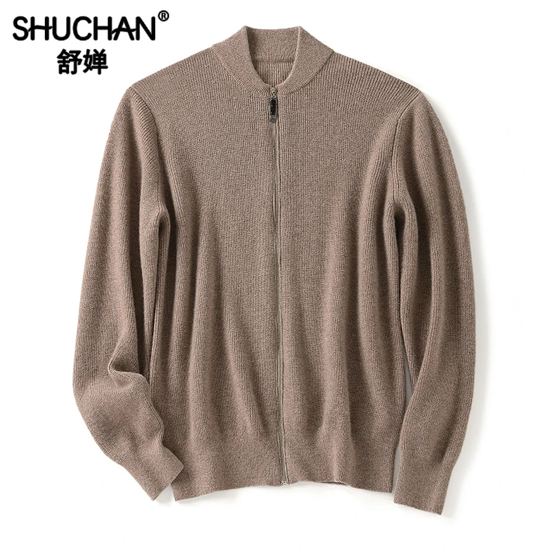 Men Zipper Thick 100% Cashmere New 2023 Winter Keep Warm Cardigan for Men Business Smart Casual Computer Knitted