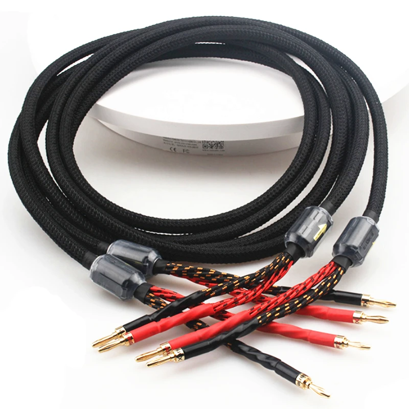 HIFI 4N Oxygen Free Copper Speaker Cable Amplifier Decoder HiFi Audio Line with Gold Plated Banana Plug