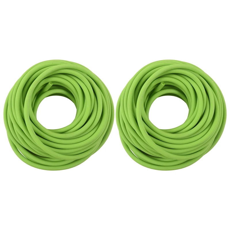 2X Tubing Exercise Rubber Resistance Band Catapult Dub Slingshot Elastic, Green 10M