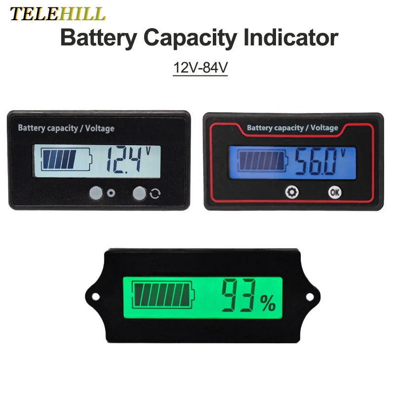 12V 24V 36V 48V 60V 72V 84V Acid Lead Lifepo4 Lithium Battery Capacity Indicator Electric Motorcycle Scooter Battery Tester