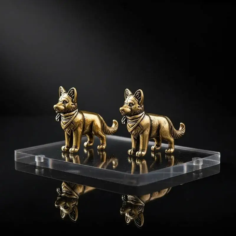 1Pcs Solid Brass Large Wolf Dog Chinese Zodiac Dog Chinese Rural Dog Vintage Decorative Table Tea Pet Handicraft Ornament
