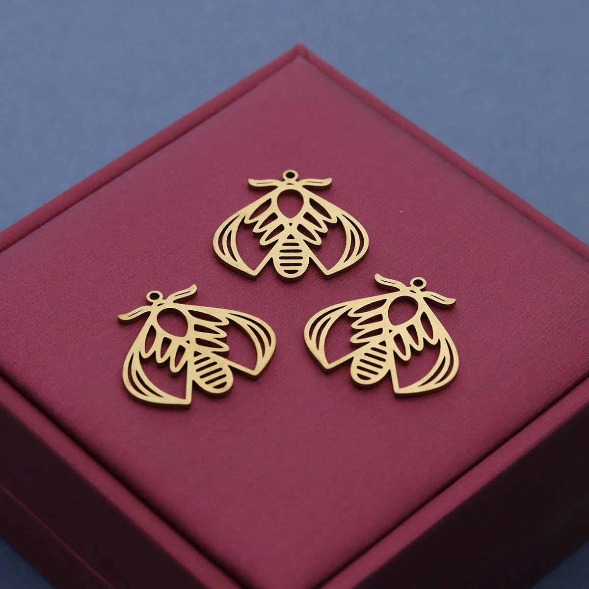 3pcs Nature-Inspired Moth Charms Pendant Stainless Steel, Insect Jewelry Making Accessories for DIY Necklaces Earrings Bracelets