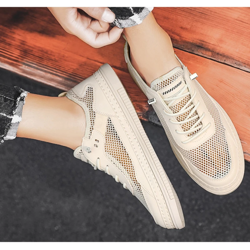 Men Shoes Summer Casual Shoes Mesh Surface Sneakers Outdoor White Shoes Fashion Loafers Zapatos Casuales Fashionable Menshoes