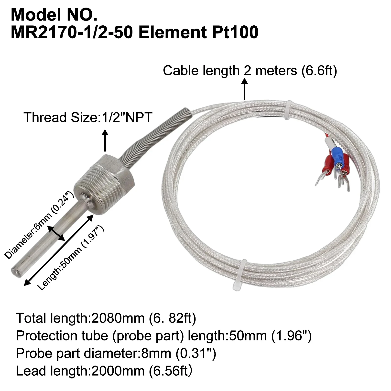 

L Mm Waterproof Probe Sensor Fixed Thread Stainless Steel Package Protection Tube Stainless Steel Temperature Range