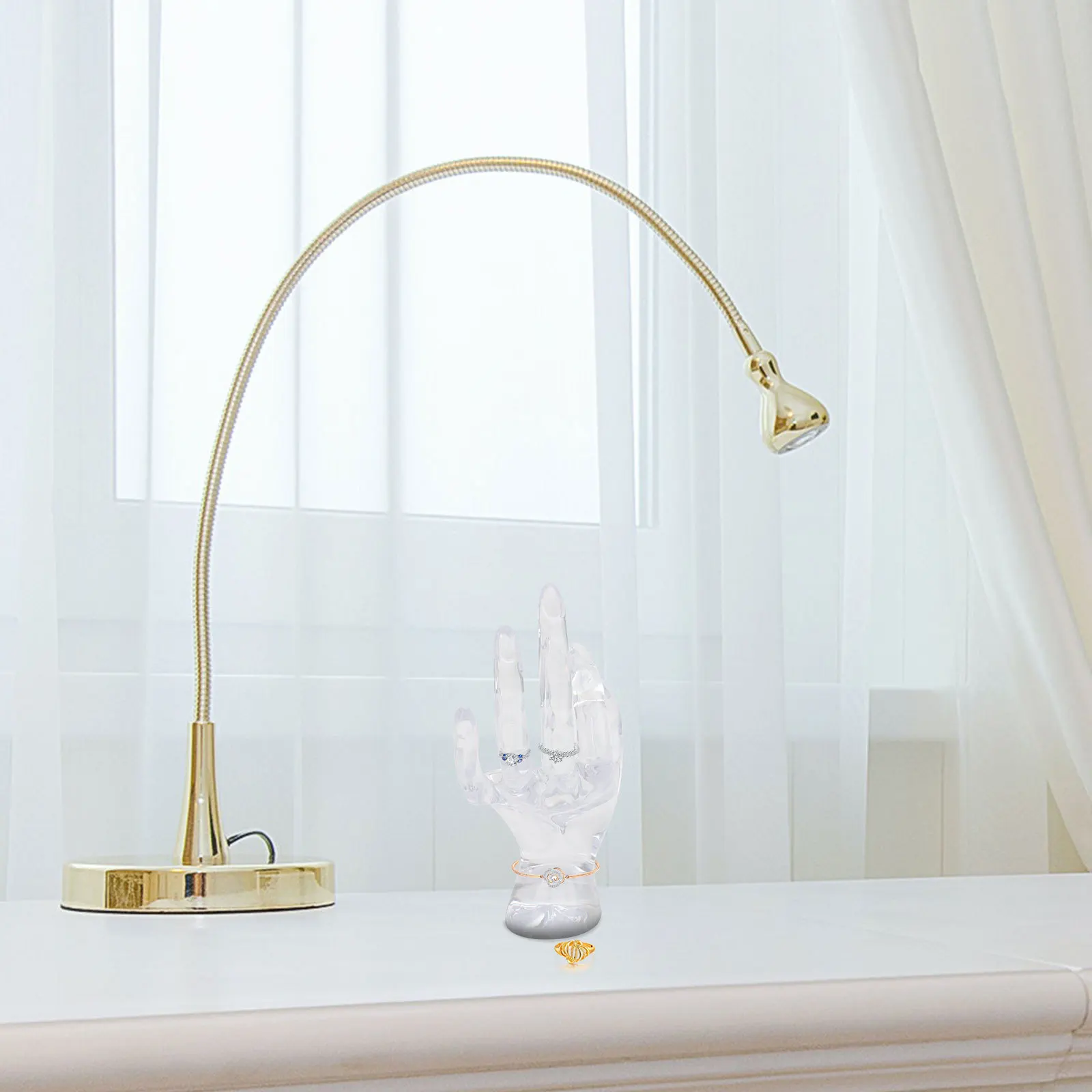 Transparent Plastic Jewelry Display Rack Hand Shape Ring Holder Creative Bracelet Organizer for Home Shop 8x17cm