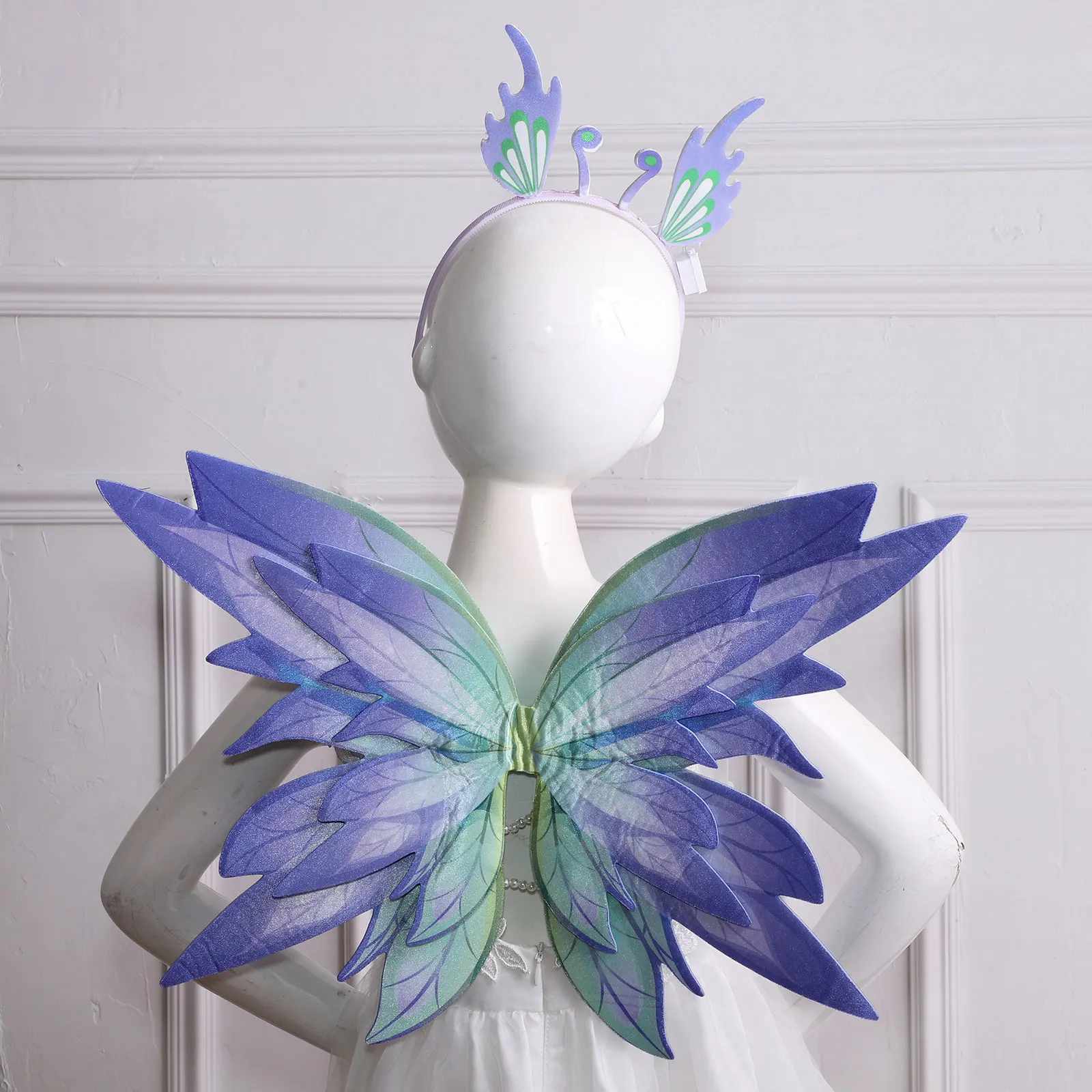 Doppio strato Elf Wings Costume accessorio gradiente Flowe Angel Wings Girl Performance puntelli per bambini Happy Birthday Party Decor