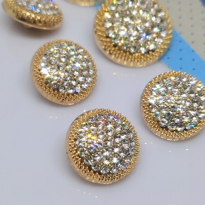 18/23/25MM Round Metal Rhinestone Buttons For Clothing DIY Sewing Accessories Wholesale Luxury Fashion Decor Button Apparel DIY