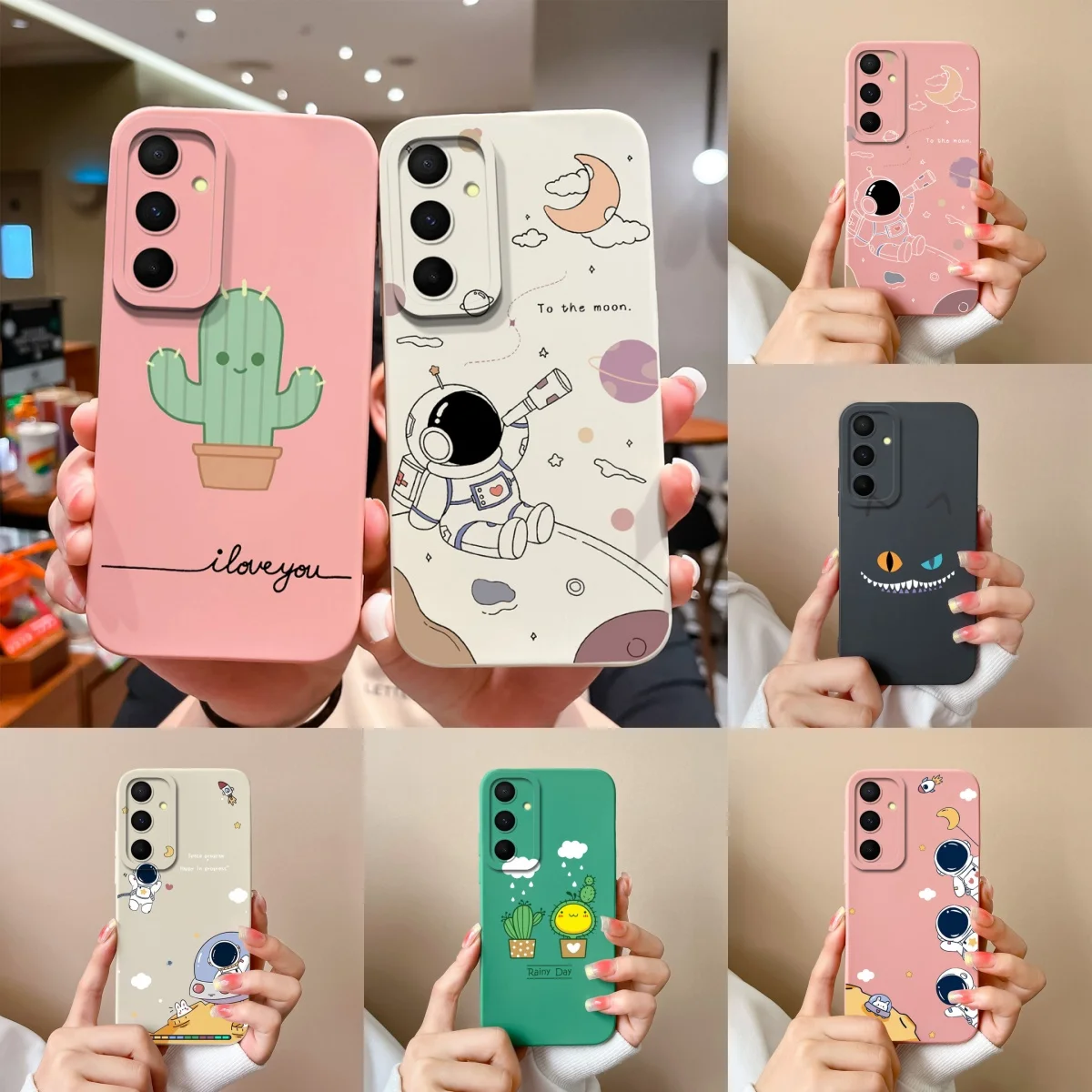 For Samsung Galaxy A55 Cases Lovely Cat Liquid Silicone Durable Fashion Simplicity Back Cover For Samsung A55 A 55 Coque Funda