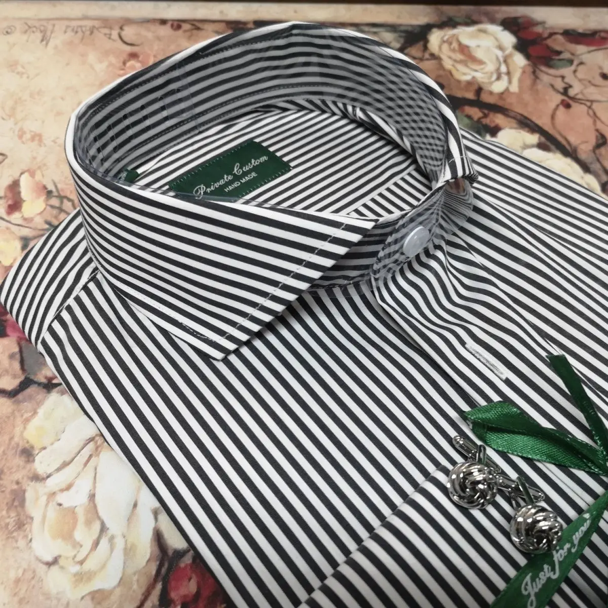 

Engli Gentleman Aesthetic No Iron Bla Stripe Wior Collar Button Men's Long Sve irt Ele Formal Wear