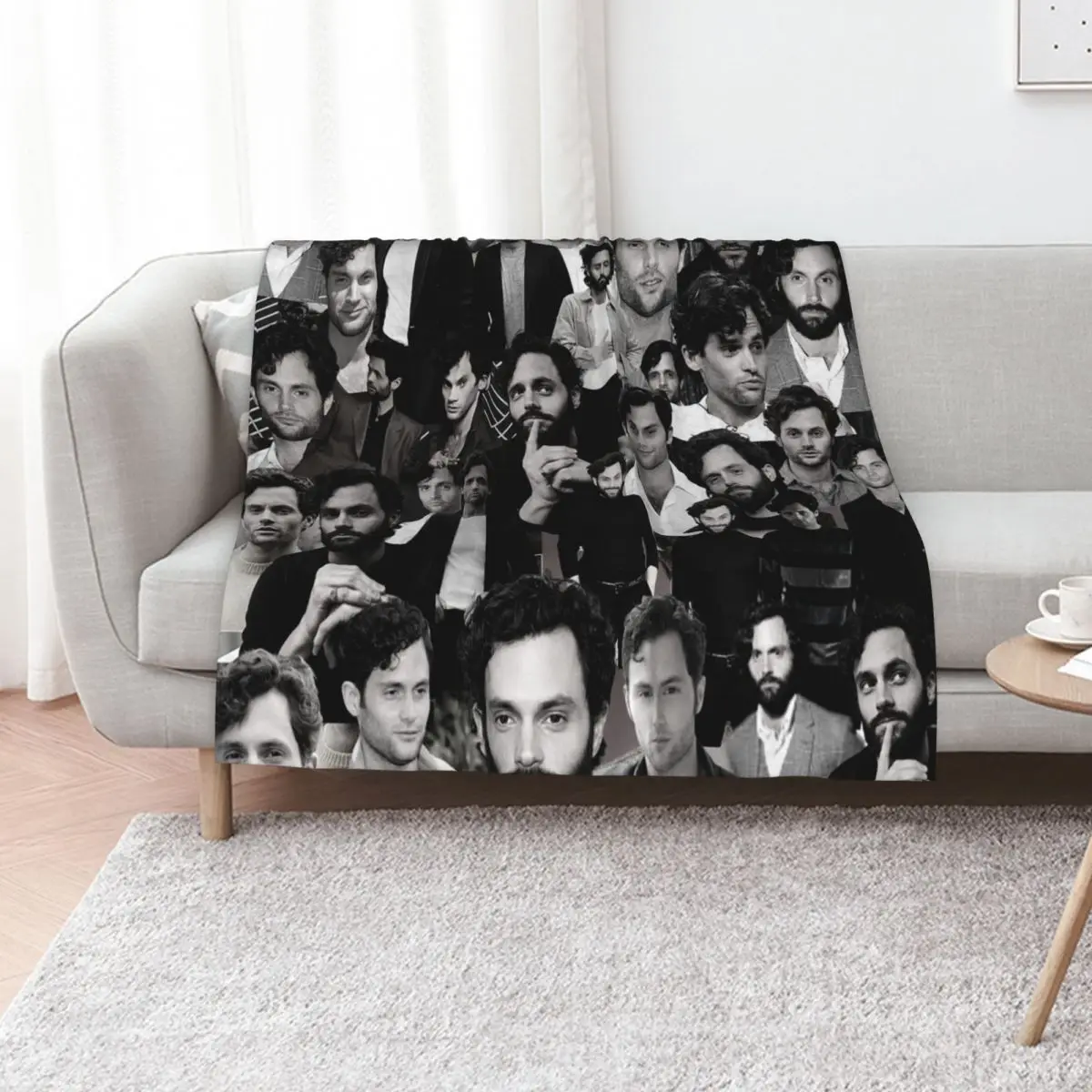 

Penn Badgley American actor Black and White Aesthetic Collage - 2 Throw Blanket Tourist Thermal Designers Hairys Blankets