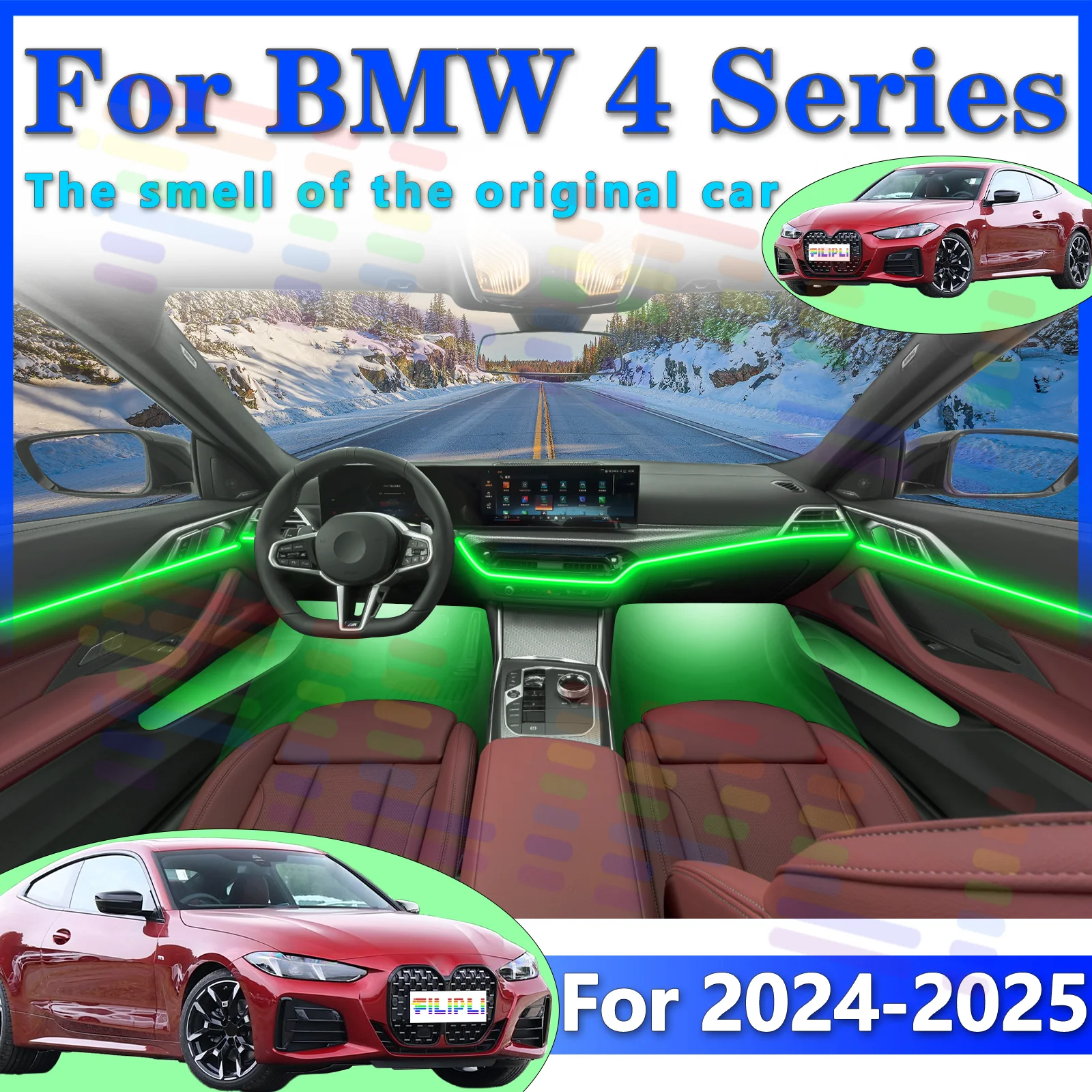 

FILIPLI для BMW 4-й серии F36, внутренняя все в одном атмосферной светодиодной ленте с приложением, красочными вариантами, повышающим вождением в амбиюре
