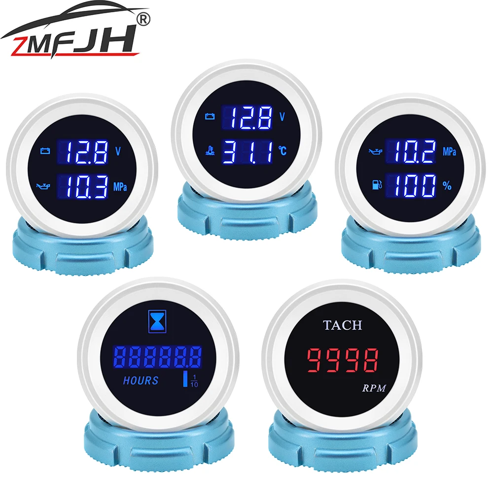 

52mm Digital Car Gauge Volt Meter Oil Pressure Water Temp Fuel Level Hour Meter RPM Tachometer With LED Light For Car Truck